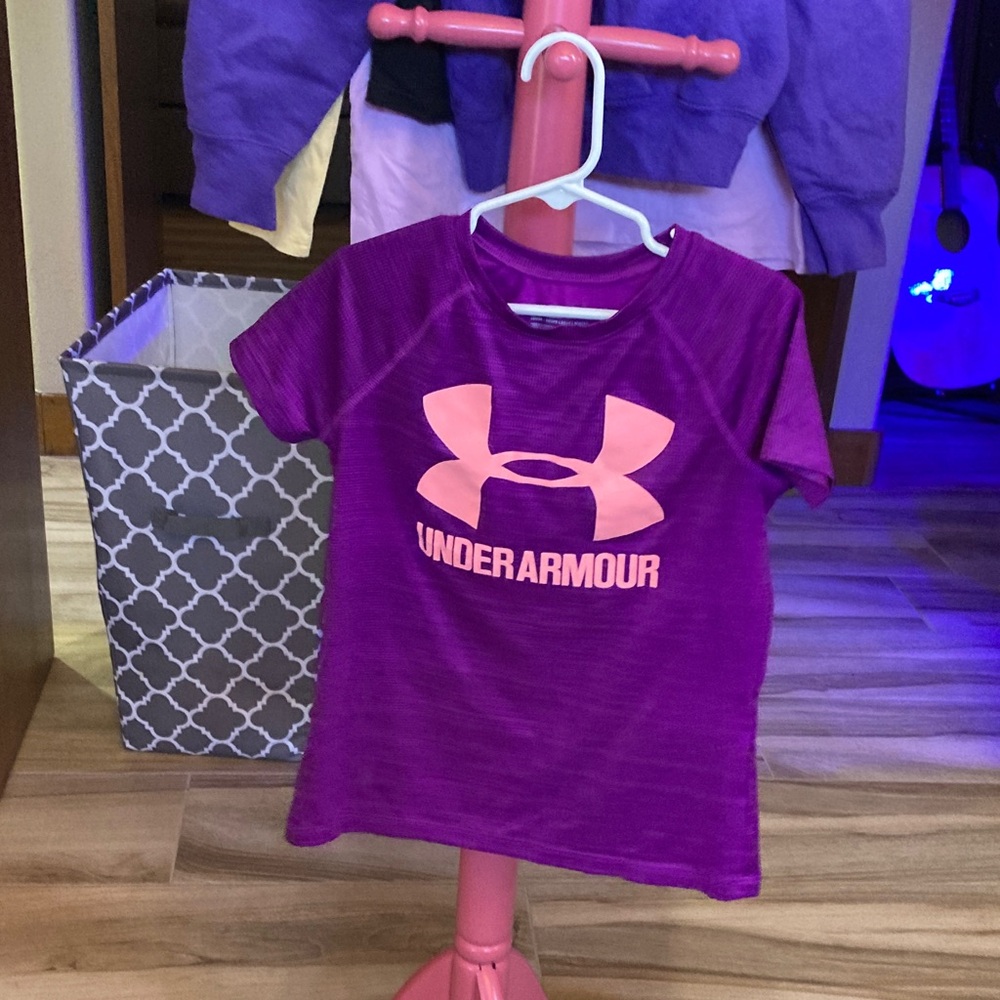 Under Armour Kids Magenta Tee with Pink Logo